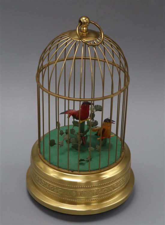 A musical automaton of twin singing birds in a cage, no sound